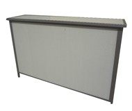 Klapptresen  "Jumperlight Midi" - Ultraleichter Tresen aus extrem festem Wabenverbundstoff. Wasser und UV beständig. 100% Outdoor geeignet.&nbsp; Ideal für Märkte, Messen,&nbsp; Gastro und Cocktailbars. Der Rahmen besteht aus edlen eloxierten&nbsp; Aluminiumprofilen. Die beiden Seitenteile sind mittels Scharnieren an der Frontplatte befestigt. Magnete verhindern das Aufklappen der Seitenteile beim Transport. Die Arbeitsplatte wird aufgesteckt. Montage werkzeugfrei und von einer Person zu bewerkstelligen. 